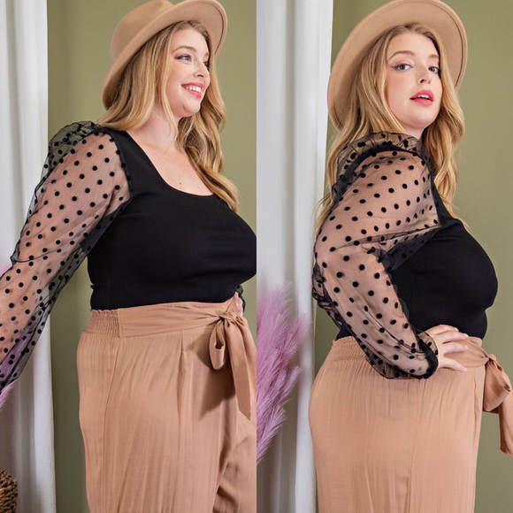 *PREORDER* Bonjour Polka Dot Square Neck Plus Size Top - Picture 3 of 4